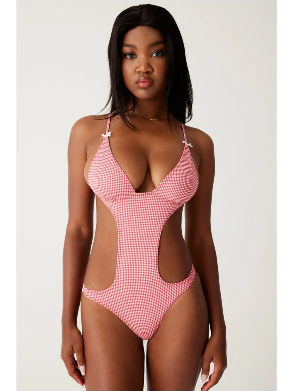 NWT Frankies Bikini Cruise Monokini One Piece Swimsuit in Ladybug Gingham XL